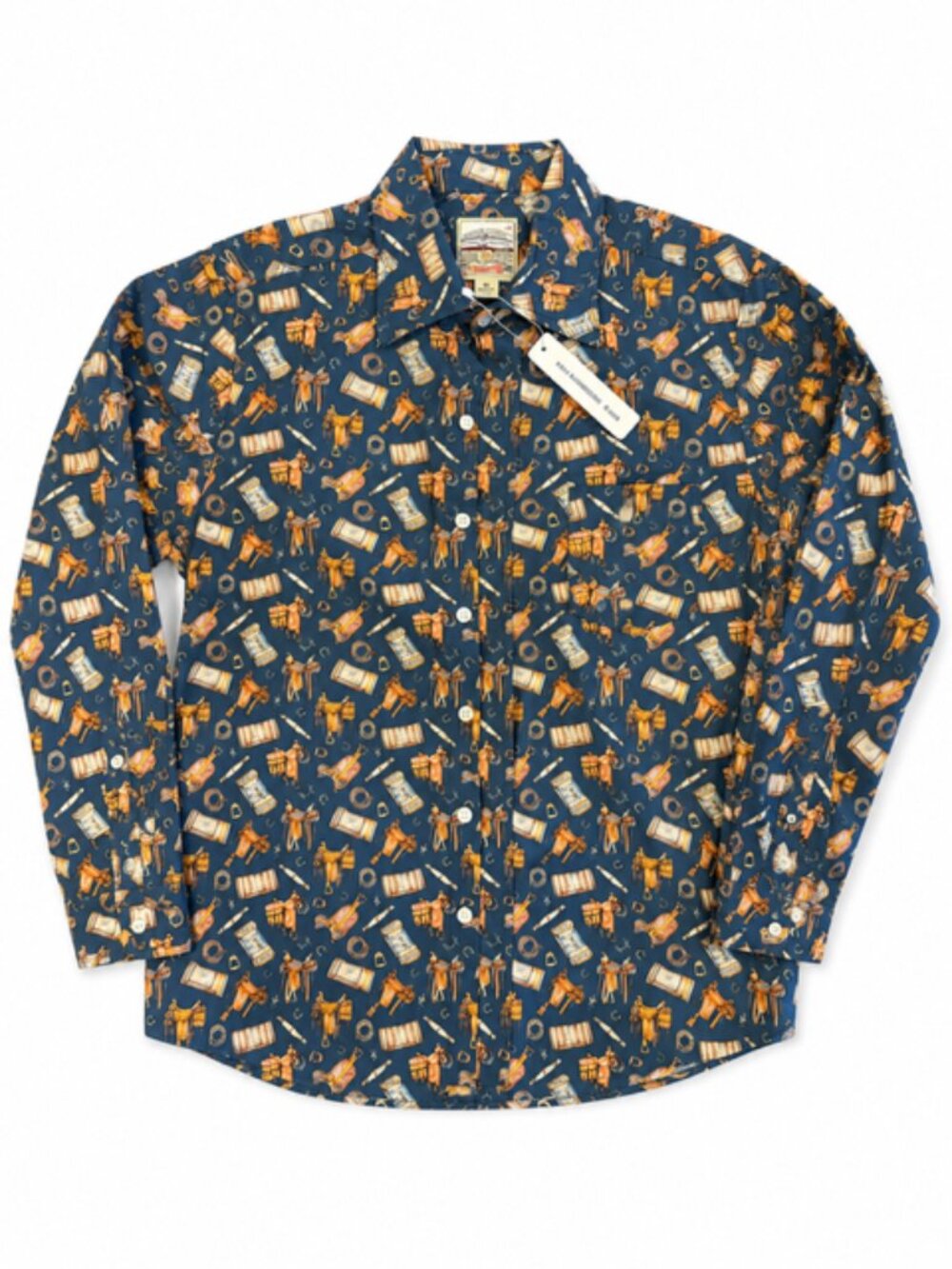 NWT Kennington Men’s Novelty Print Button Down Shirt Blue Size M